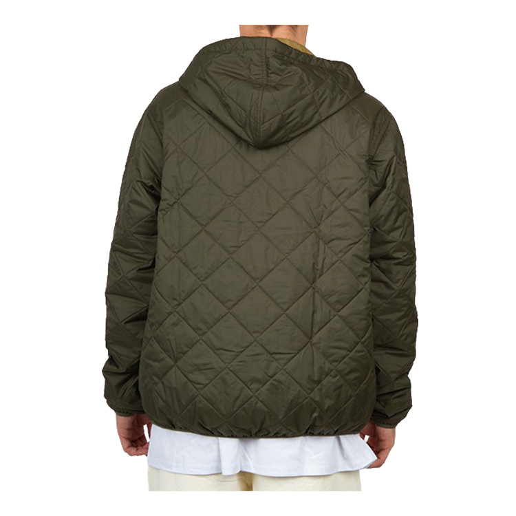 M's Diamond Quilted Bomber Hoody - Industrial Green w/ Classic Tan ...