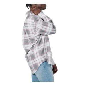 Fire Rose Oversized Long Sleeve Flannel Shirt - Black