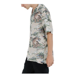 Tiger Vs Falcon Bowling Shirt - Tan