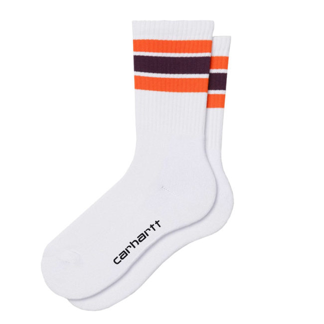 Grant Socks - White/Orange/Boysenberry