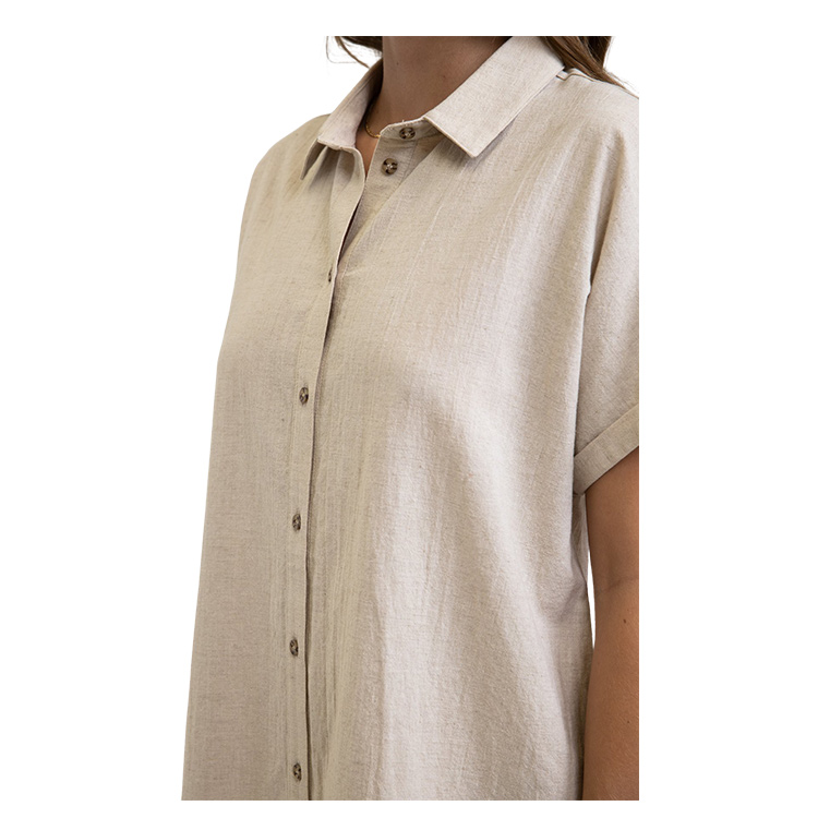 Classic Linen Shirt Dress - Sand ...