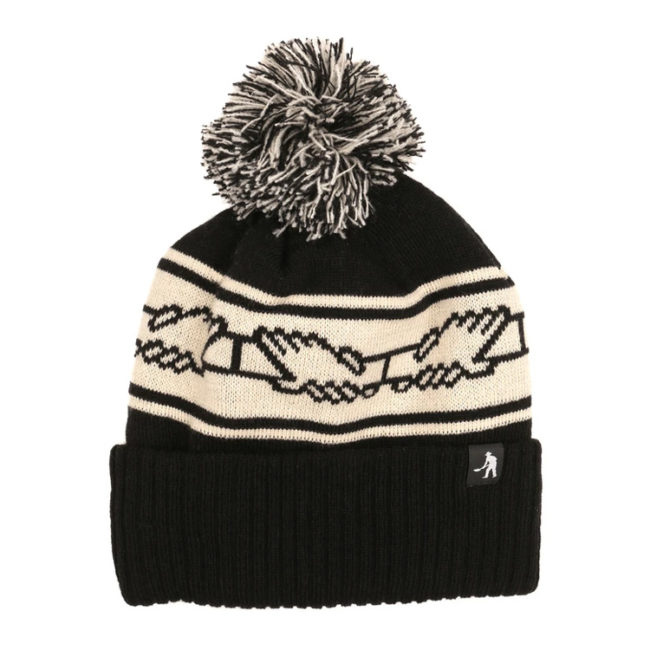 Inter Solid Pom Pom Beanie - Black