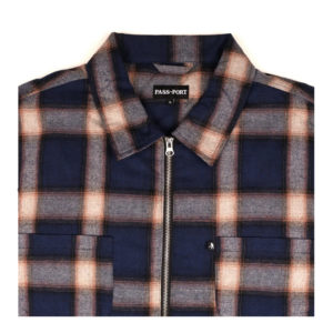 Quilted Zip Up Flannel Jacket  - Navy