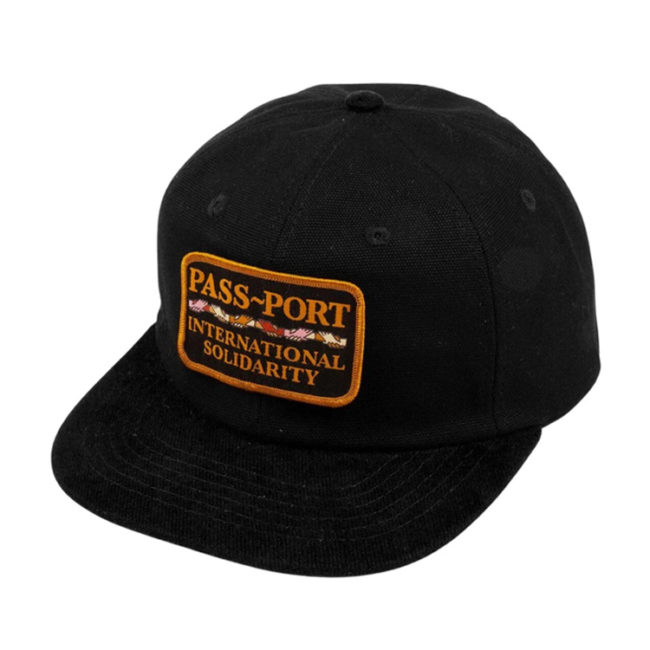 Inter Solid Patch 5 Panel Cap - Black/Black
