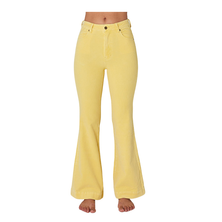 Buy Sunflower Yellow Cotton Pants, Bell-bottom Flare Jeans Vintage