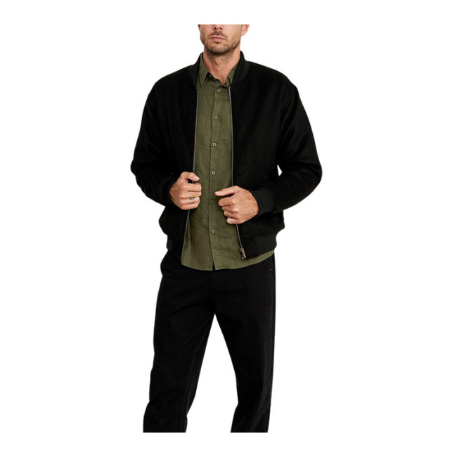 Wool Bomber Jacket - Black