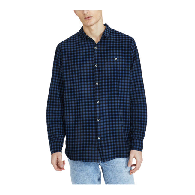 Men At Work Check Cord Shirt - Blue Check