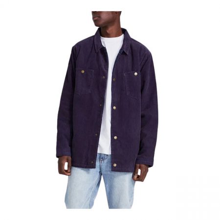 Men At Work Check Cord Jacket - Navy 