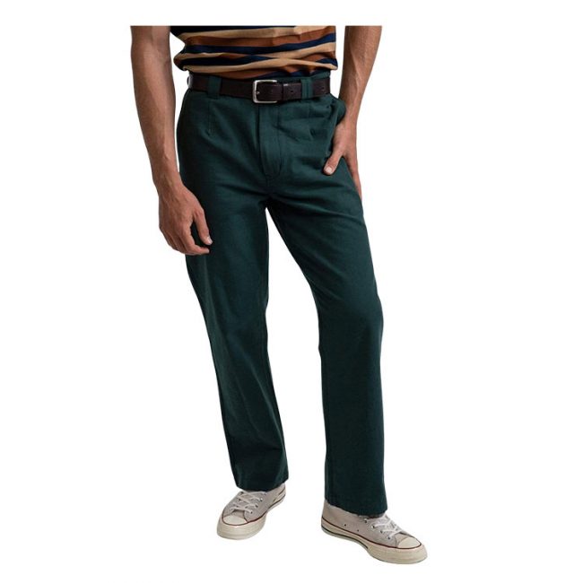 Slub Pleated Chino - Pine