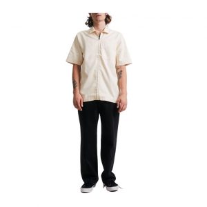Afends Chess Club Hemp Zip Up Short Sleeve Shirt - Natural