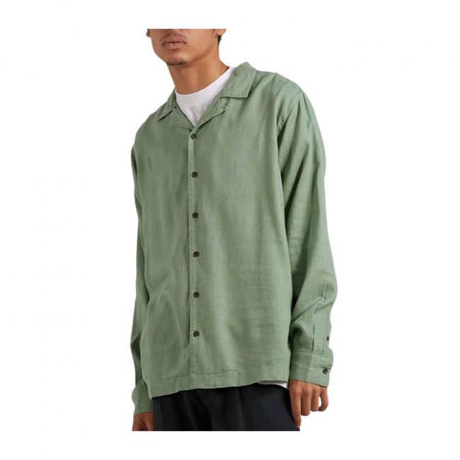 Critical - Hemp Cuban Long Sleeve Shirt - Moss