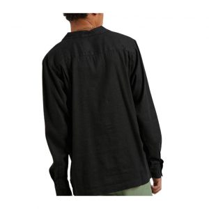 Afends Critical - Hemp Cuban Long Sleeve Shirt - Black