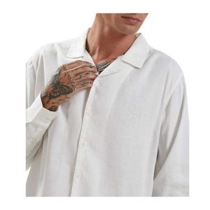 Afends Critical - Hemp Cuban Long Sleeve Shirt - White
