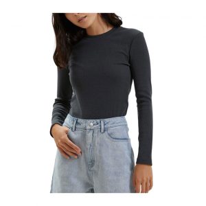 Harvey Hemp Ribbed Long Sleeve Tee - Charcoal