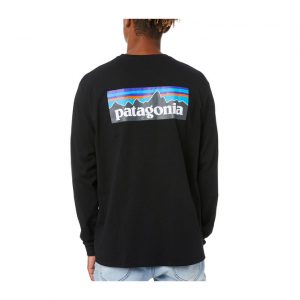 Patagonia Men's L/S P-6 Logo Responsibili-Tee - Black