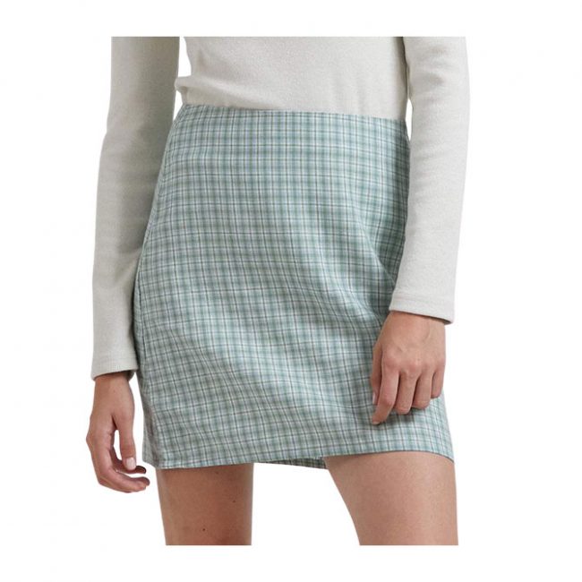Billy - Hemp Check Mini Skirt - Moss Check