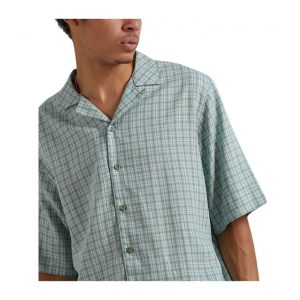 Billy - Unisex Hemp Check Short Sleeve Shirt - Moss Check