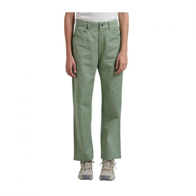 Afends Shelby Hemp Twill High Waist Wide Leg Pant - Moss