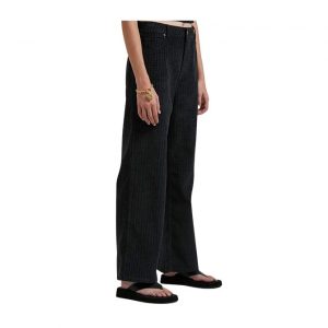 Kendall - Hemp Check Corduroy Low Rise Pants - Black