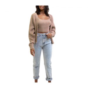 Rhythm Lila Knitted Cropped Top - Mocha