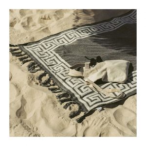 Wavy Border Beach Rug - Vintage Black