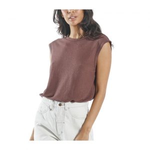 Hemp Paper Rib Tee - Mahogany