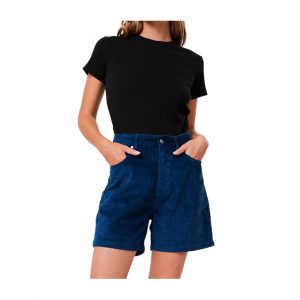 Anderson Shelby - Hemp Corduroy High Waisted Shorts - Cobalt