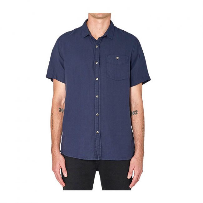 Men at Work Herringbone Shirt -  Navy