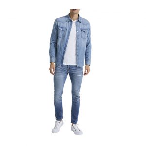 Barstow Denim Western Shirt - Red Cast Stone