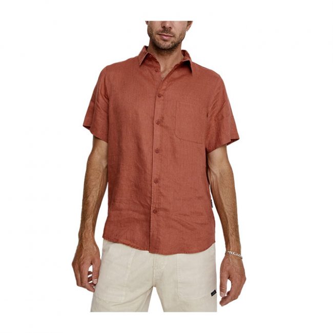 Linen SS Shirt - Brick