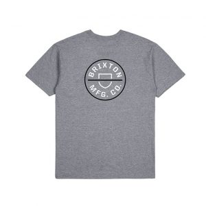 Brixton Crest II SS Tee - Heather Grey/White