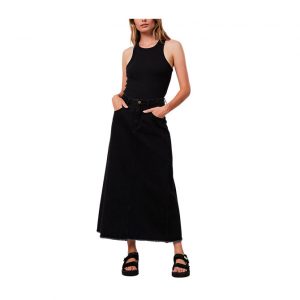 Afends - Chichi - Organic Denim Midi Skirt - Washed Black