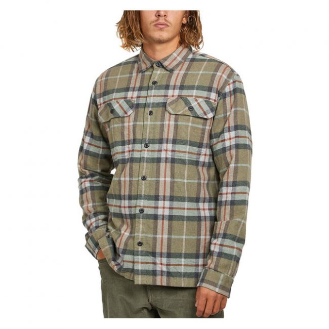Patagonia Men's L/S Organic Cotton MW Fjord Flannel Shirt - High Explorer: Sage Khaki