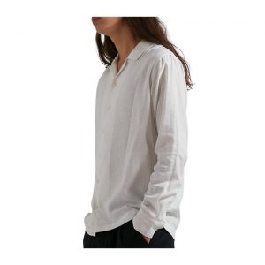 Afends Critical - Hemp Cuban Long Sleeve Shirt - Bone