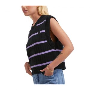Afends Donnie - Hemp Knit Stripe Vest - Black