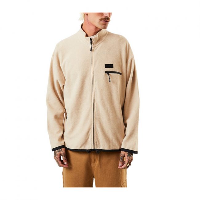 Afends Octave Unisex Recycled Zip Through Crew - Bone