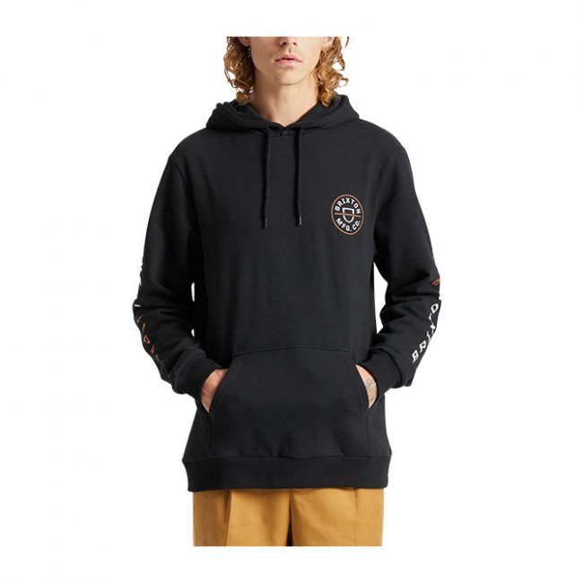 Brixton Crest Hood - Black/Caramel/White