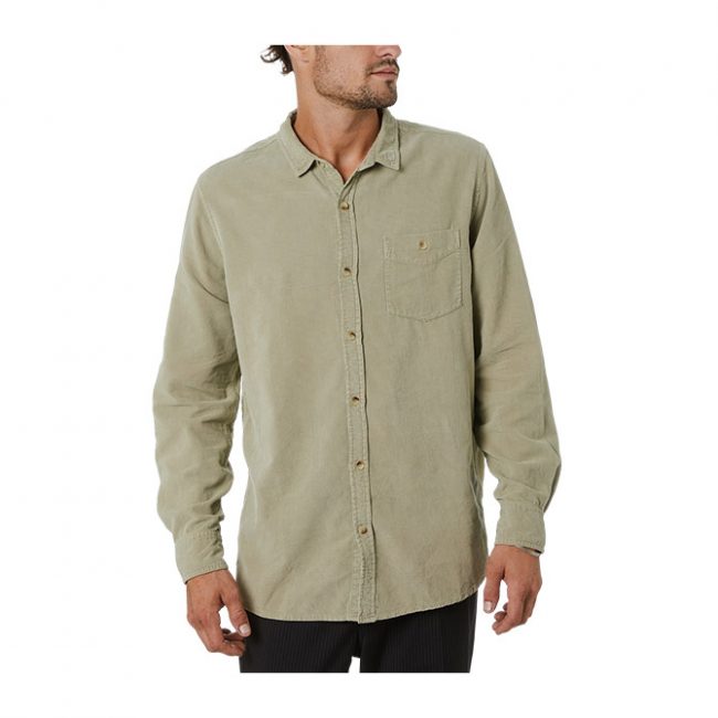 Rollas Men At Work Cord Shirt - Sage Green