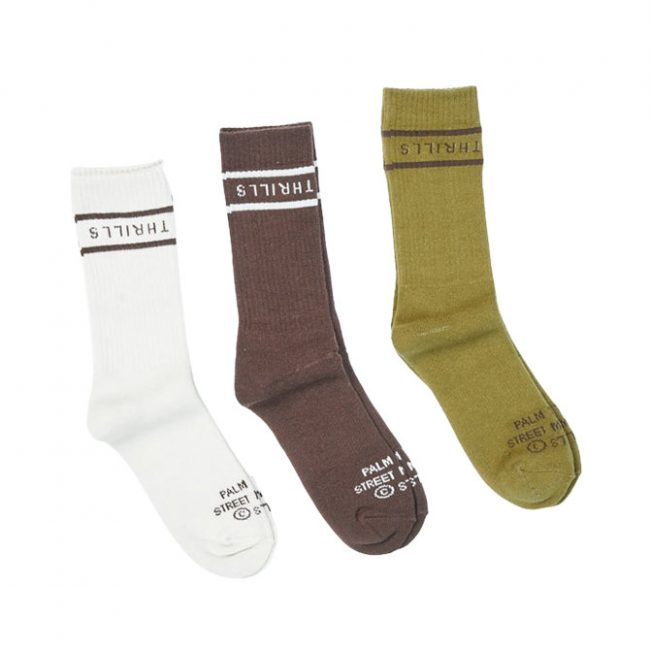Thrills Minimal Thrills 3 Pack Sock - Tofu - Postal Brown - Plantation