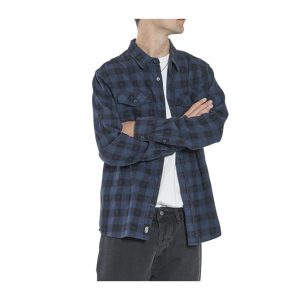 Thrills Liste Long Sleeve Flannel Shirt - Navy