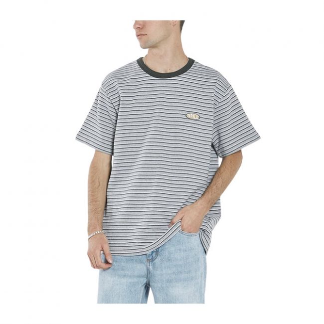 Thrills Warp Zone Stripe Merch Fit Tee - Grey Marle