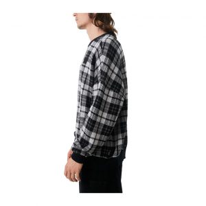 Afends Asta - Hemp Check Knitted Crewneck - Steel