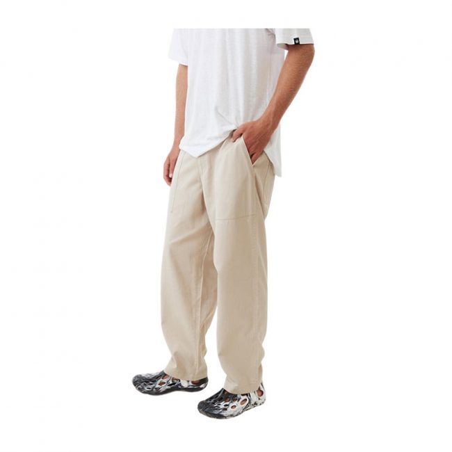 Afends 148 Chess Club - Hemp Wide Leg Pants - Cement