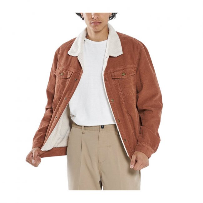 Thrills Sherpa Wanderer Corduroy Denim Jacket - Coffee