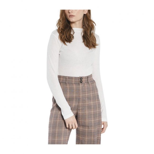 Thrills Hemp Paper Rib LS Turtle Neck - Unbleached