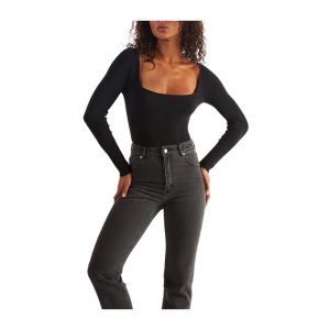Rollas Cherry Knit Top Longsleeve - Black