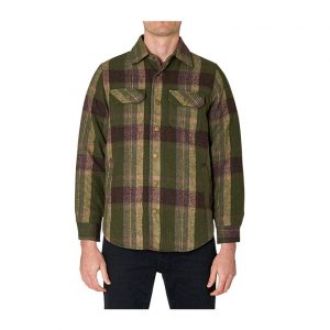 Rollas Men At Work Check Shacket - Olive Green