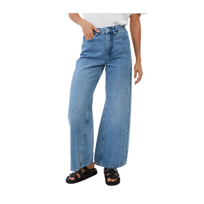Afends Gigi - Hemp Denim Flared Jeans - Worn Blue - Hemley Store Australia
