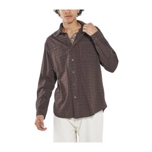 Thrills Disruption Jacquard Check Long Sleeve Shirt - Postal Brown