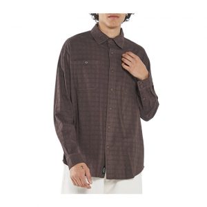 Thrills Disruption Jacquard Check Long Sleeve Shirt - Postal Brown